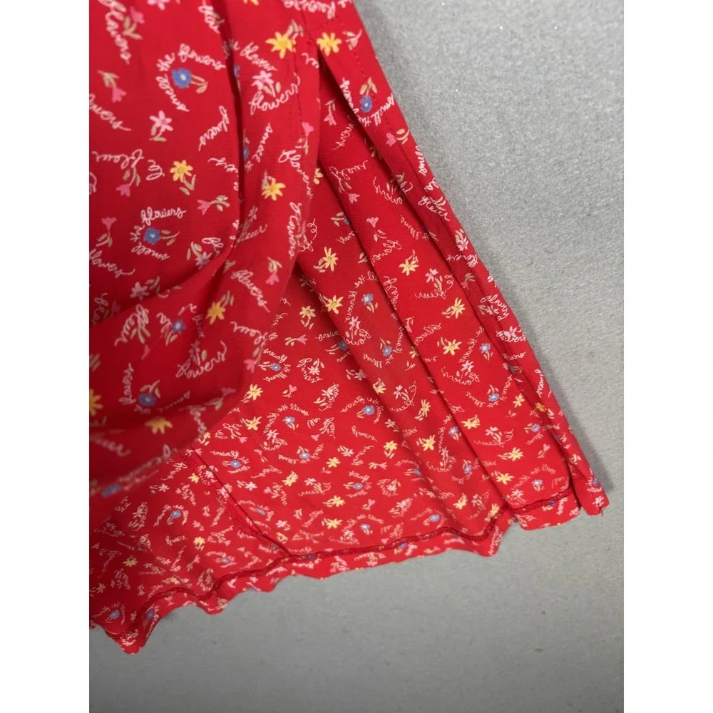 Ali Miles Skirt Womens Petite Small Red Floral Rayon A Line Pull On Midi Boho